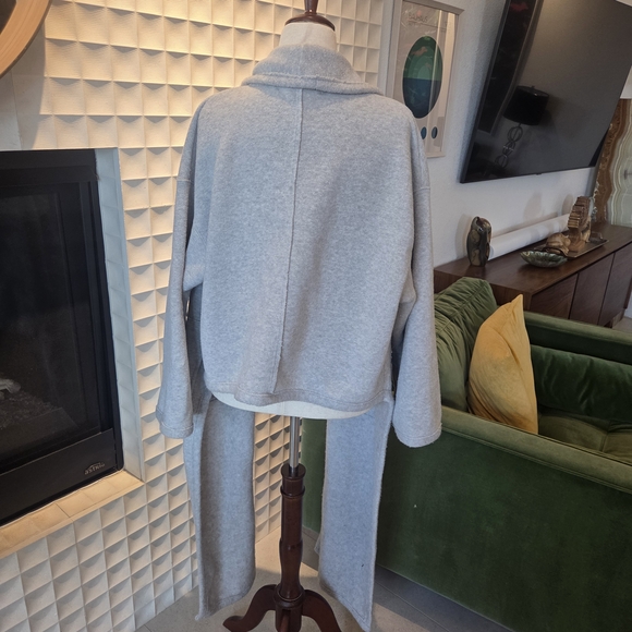 NWT Free People FP Beach Gray High-Low Open Front Cardigan / Duster Pockets M/L - Picture 3 of 10